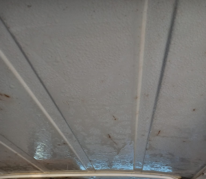 Exemple de condensation sur le plafond d'un van